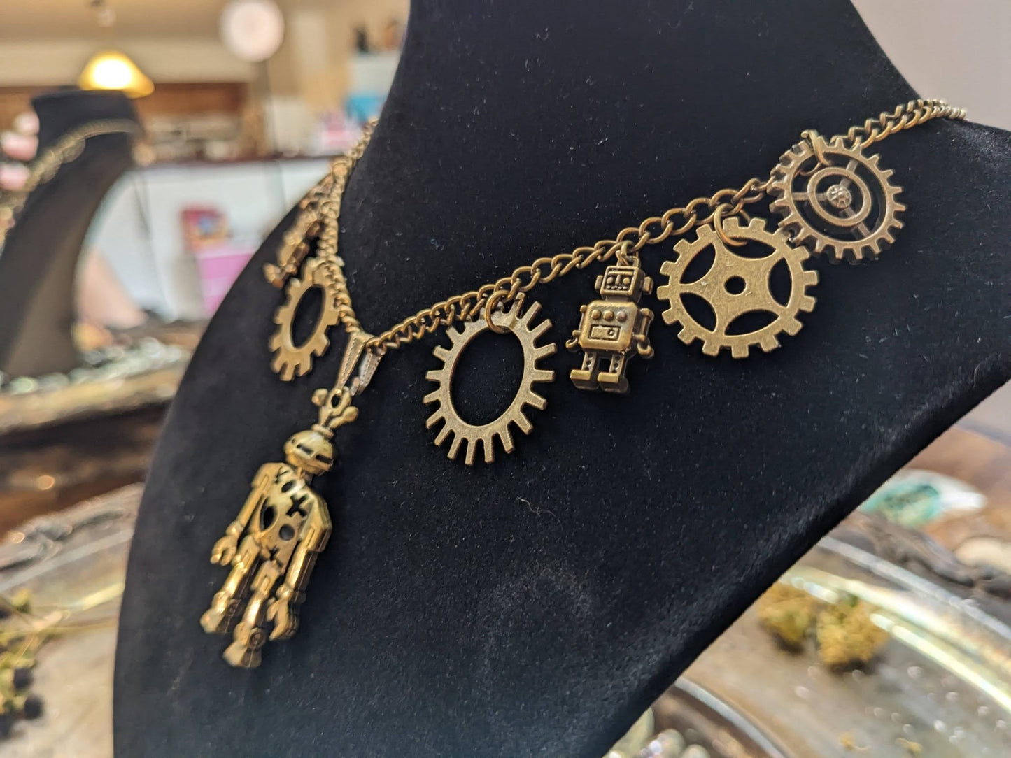 Robots and Gears Clunky Steampunk Necklace