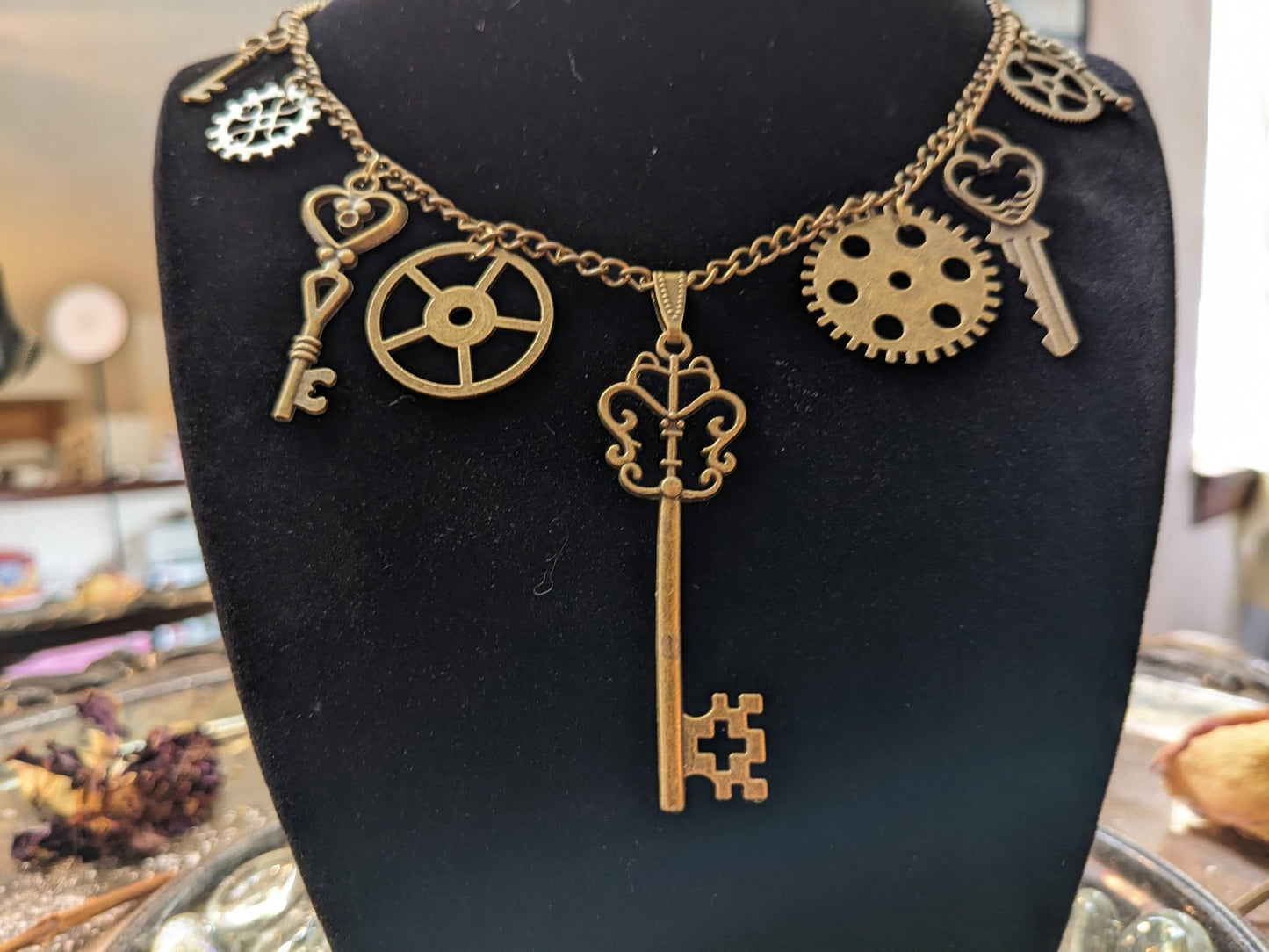 Clunky Steampunk Skeleton Key Necklace