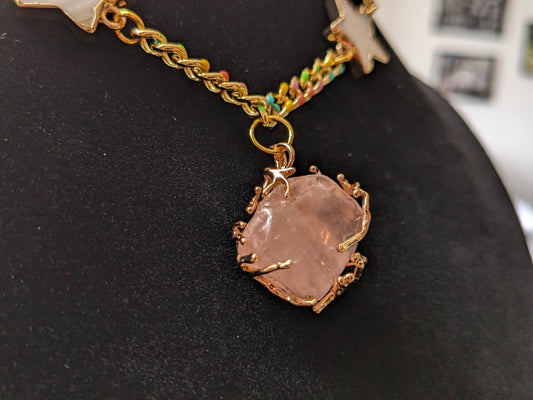Rose Quartz and Seashell Stars Choker