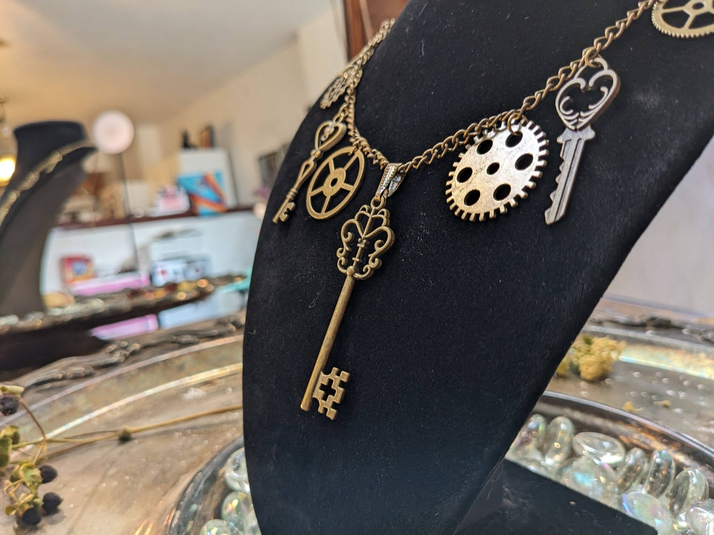 Clunky Steampunk Skeleton Key Necklace