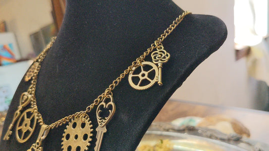 Clunky Steampunk Skeleton Key Necklace
