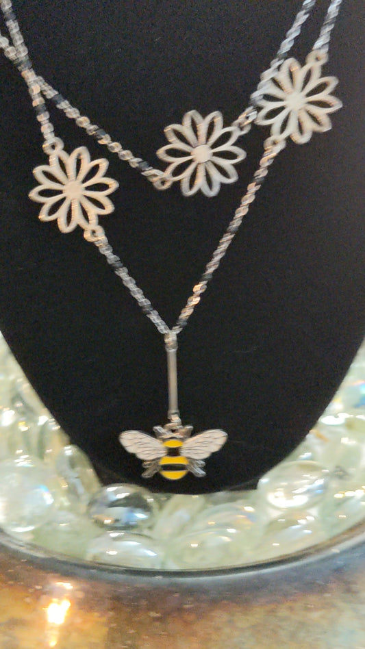Layered Stainless Bee Necklace