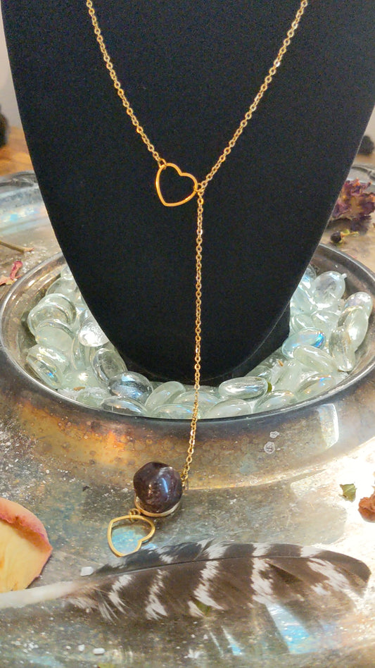Garnet and Hearts Necklace