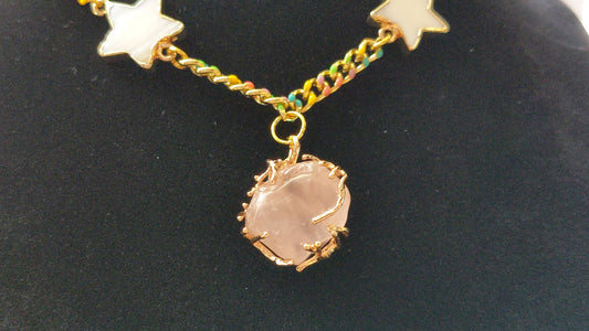 Rose Quartz and Seashell Stars Choker