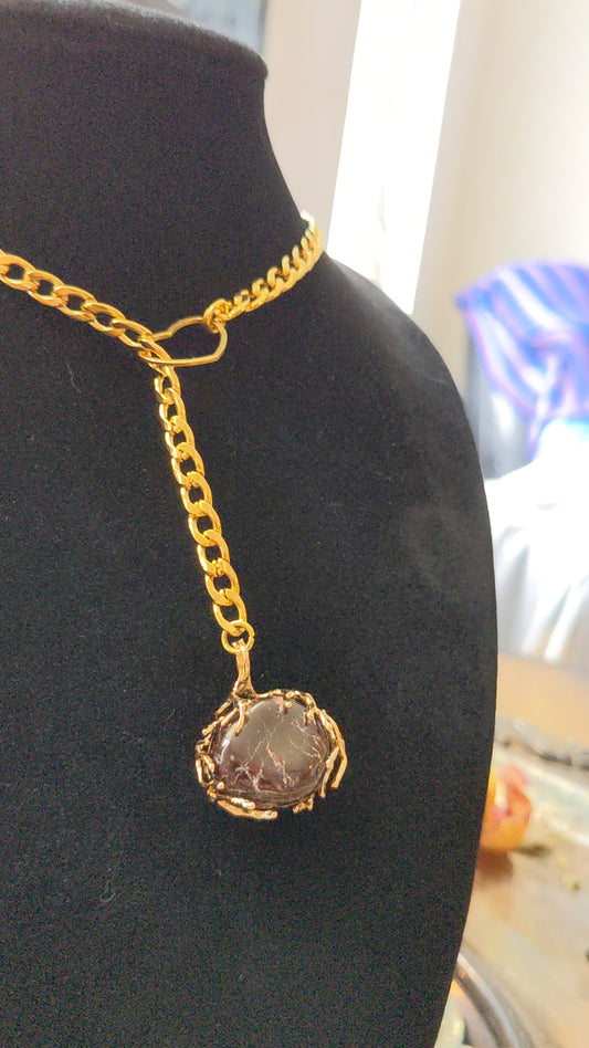 Garnet on Choke Chain Necklace