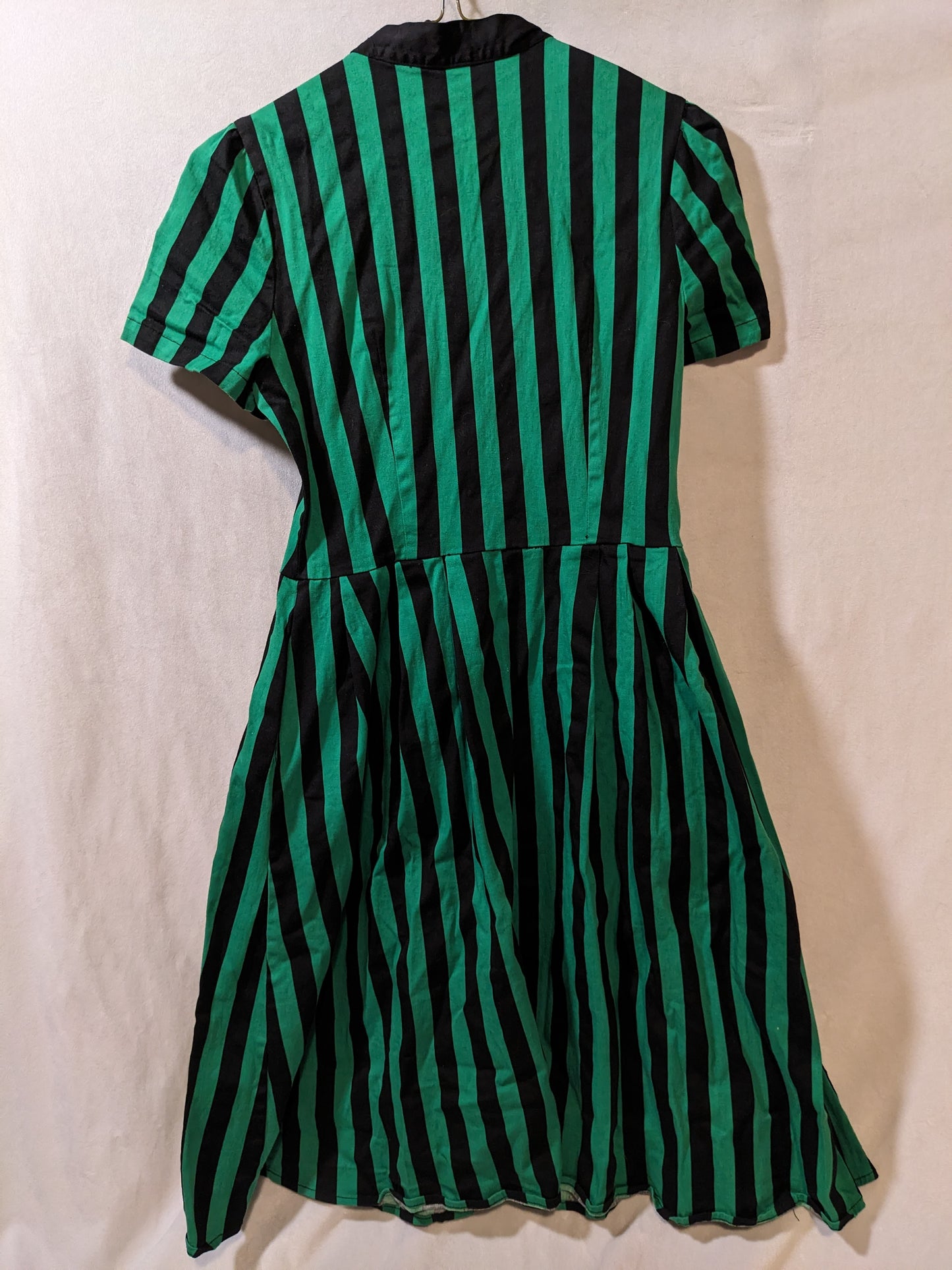 Green and Black Strip Vintage Style Dress