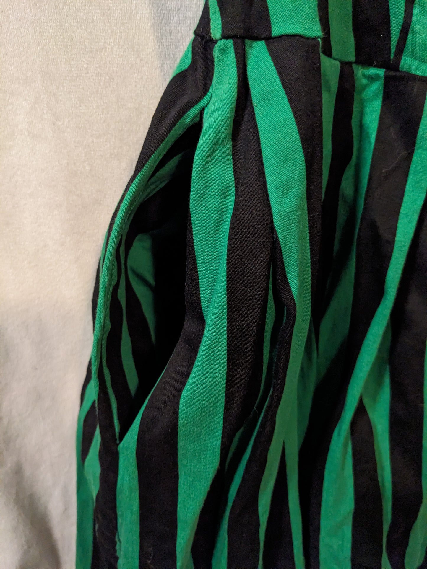 Green and Black Strip Vintage Style Dress