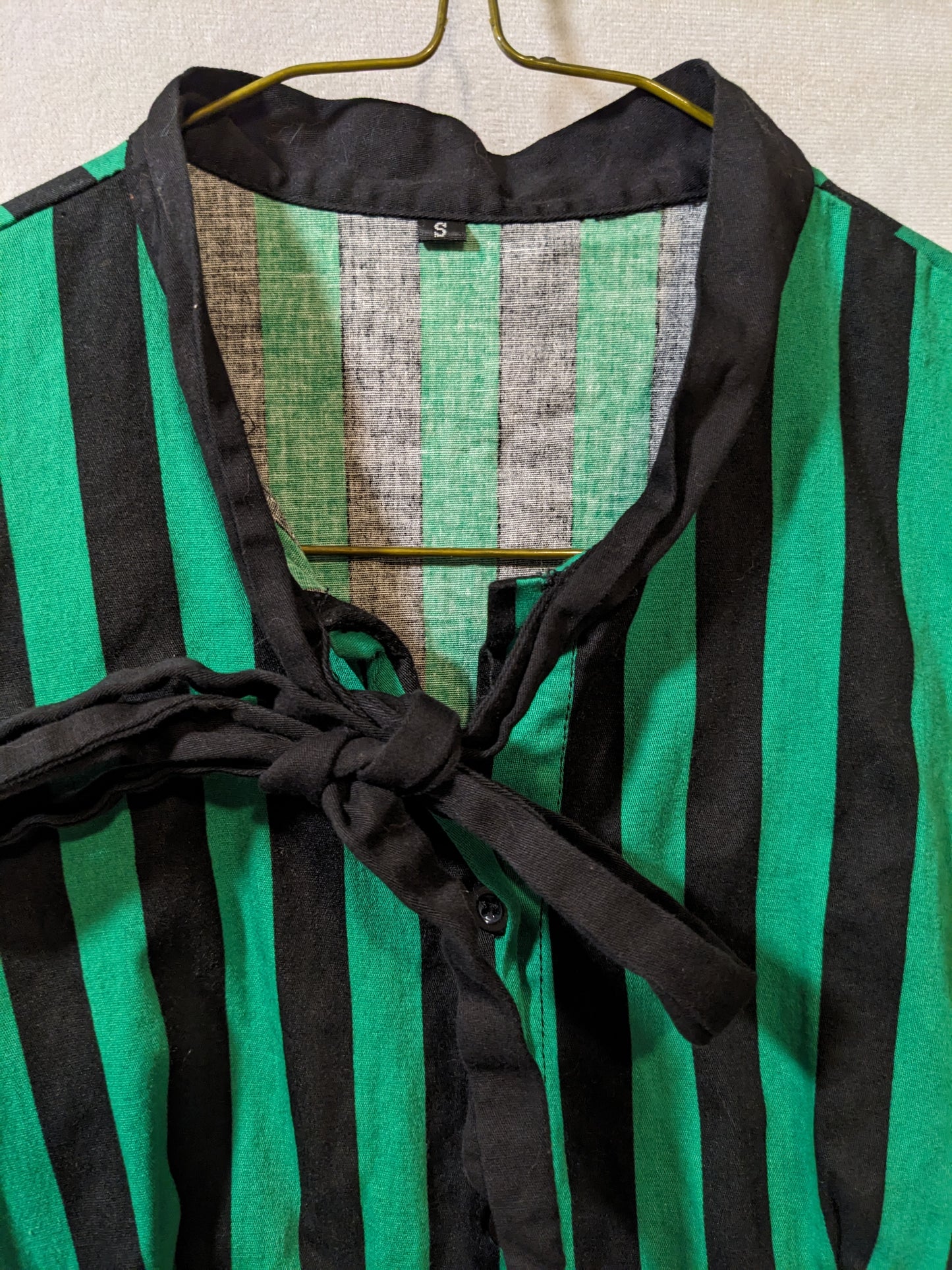 Green and Black Strip Vintage Style Dress